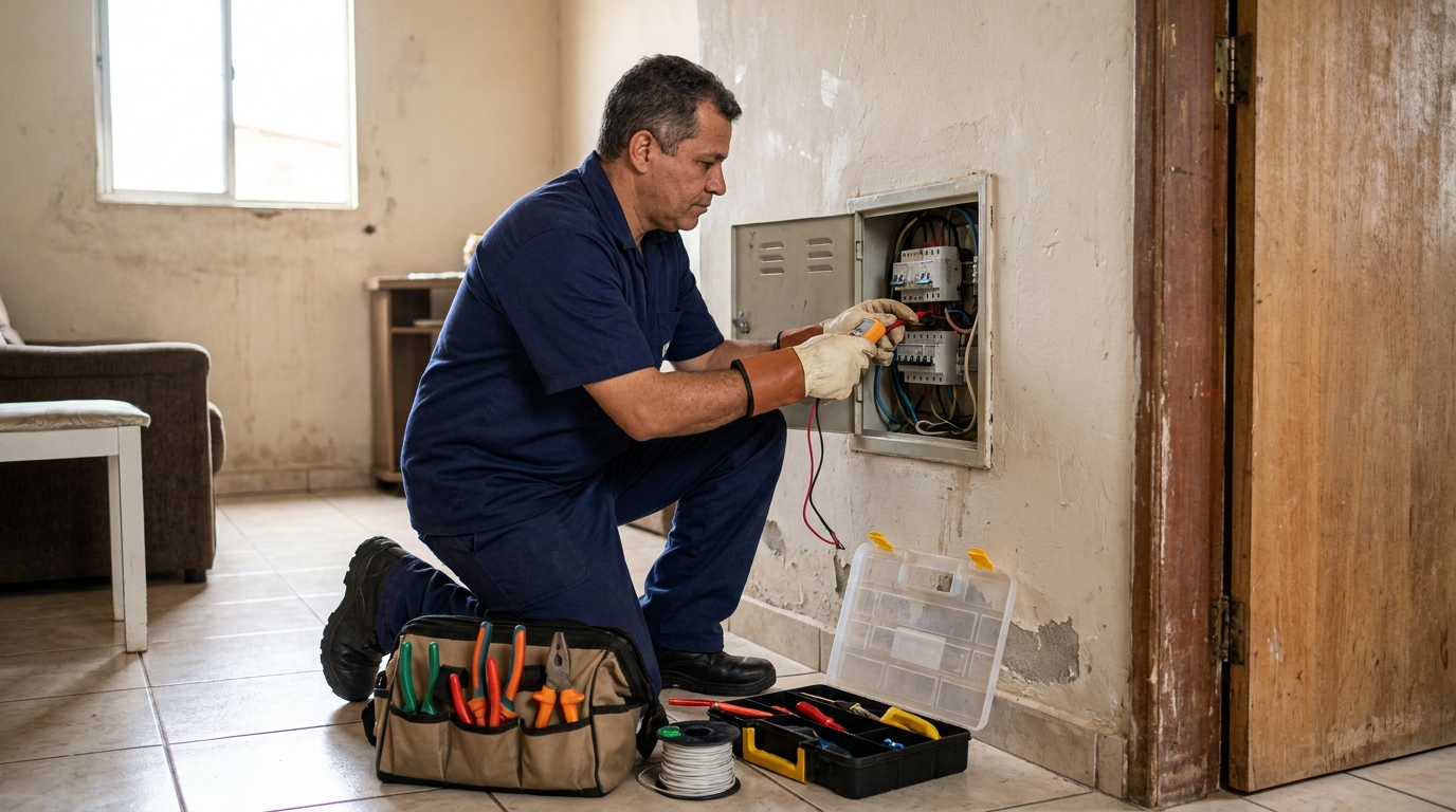 Eletricista com ferramentas em Uberlândia‑MG