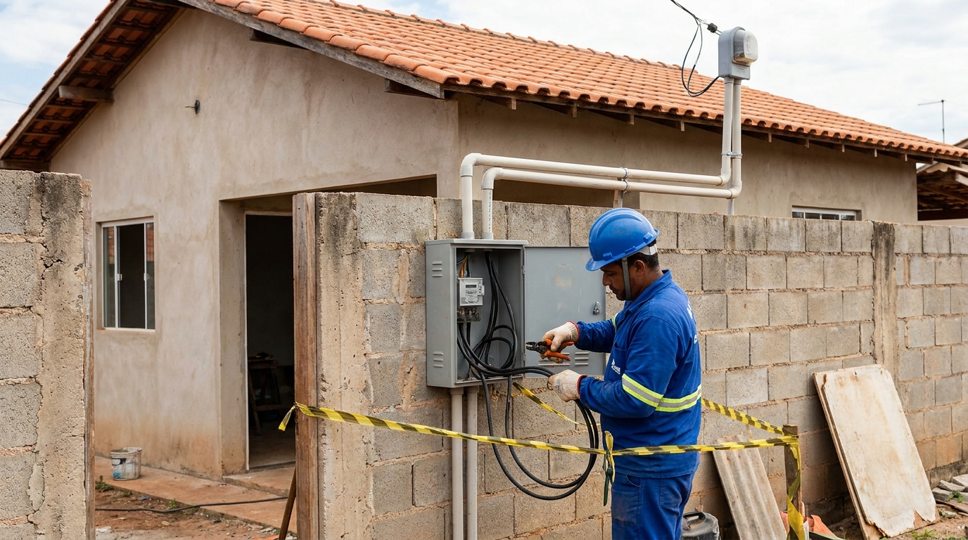 Eletricista instalando padrao de energia em Uberlândia‑MG