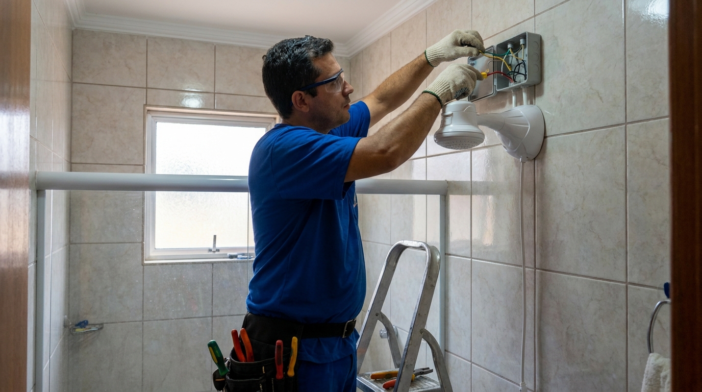Instalacao de chuveiro eletrico profissional em Uberlândia‑MG