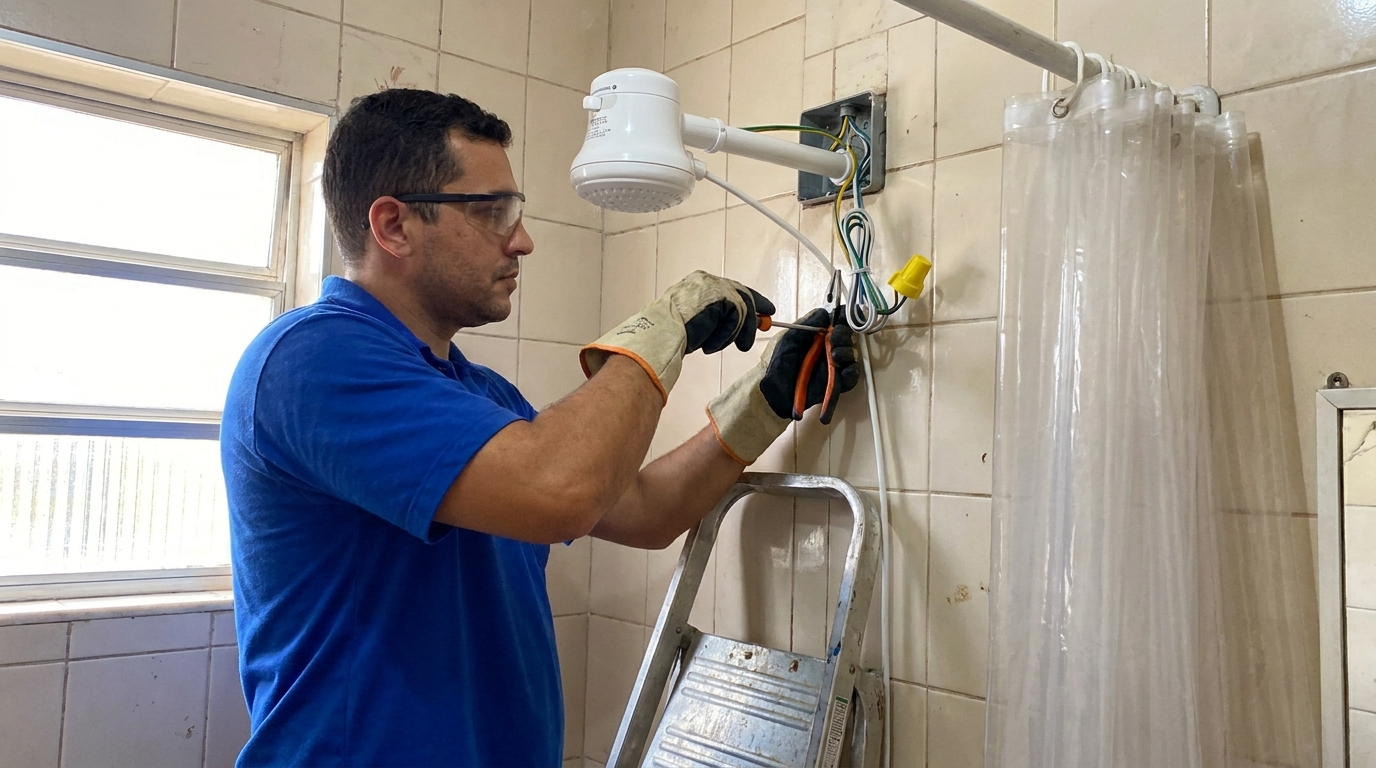 Instalacao de chuveiro eletrico residencial em Uberlândia‑MG