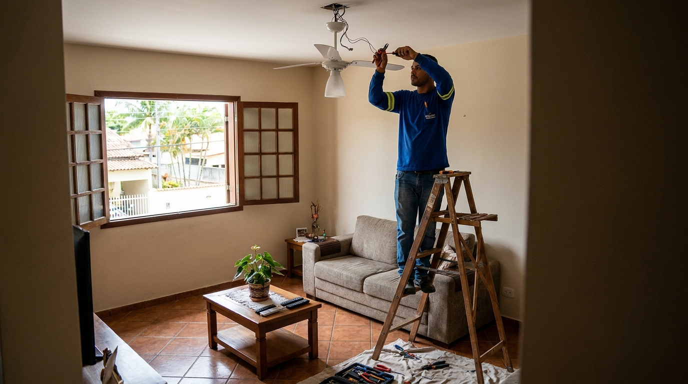 Instalacao de ventilador de teto profissional em Uberlândia‑MG