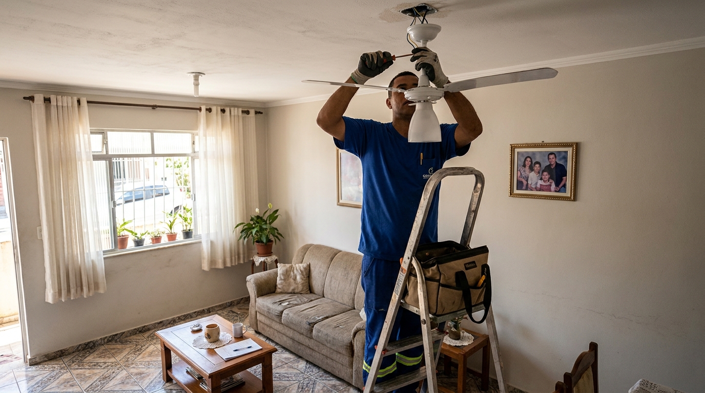 Instalacao de ventilador de teto residencial em Uberlândia‑MG